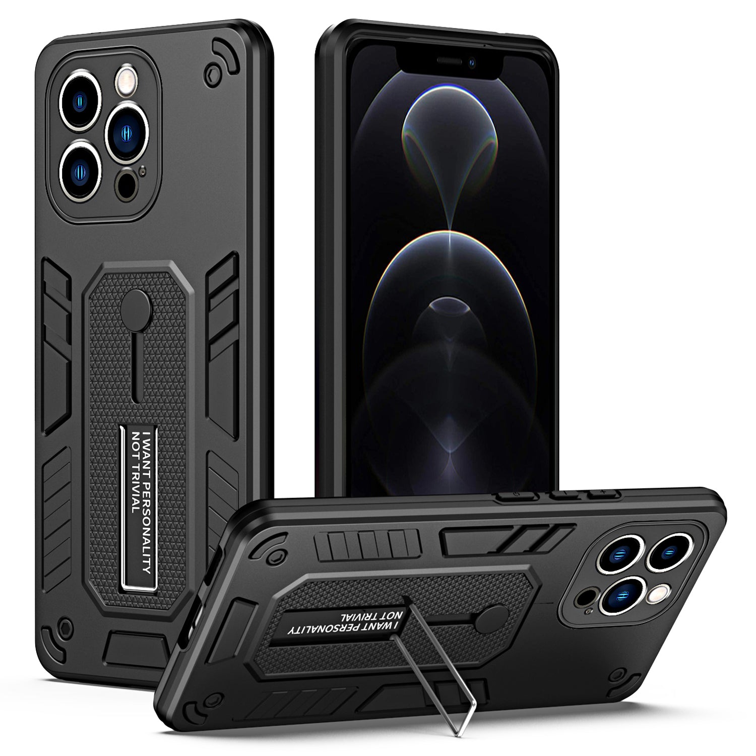 For iPhone 12 Pro 6.1 inch Metal Kickstand Phone Cover Anti-Dust Shell Silicone Ring Strap TPU PC Phone Case For iPhone 12 Pro 6.1 inch Metal Kickstand Phone Cover Anti-Dust Shell Silicone Ring Strap TPU PC Phone Case